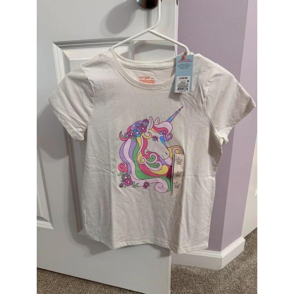 Cat & Jack Girls Unicorn T-Shirt – Size L (10/12)